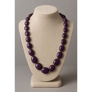 90s Vintage Womens Chunky Purple Silver Beaded Princess Matinee Necklace Y2K